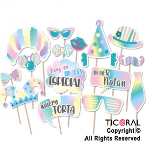 PHOTO PROPS FELIZ CUMPLE COLOR PASTEL X 15